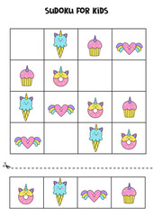 Sudoku game with unicorn elements for girls.