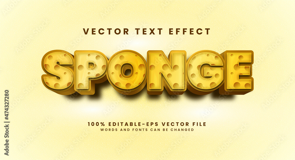 Aufkleber sponge 3d text effect. editable text style effect suitable for washing needs.