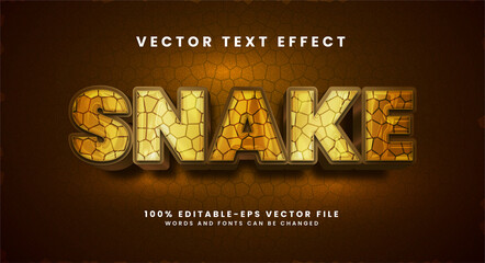 Snake 3D text effect. Editable text style effect with wild animals theme.