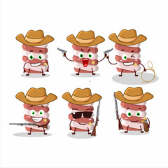 Cool cowboy red marshmallow twist cartoon character with a cute hat