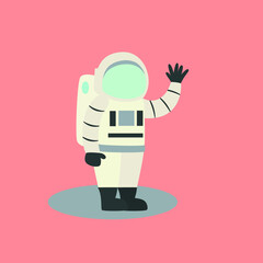 Astronaut Cartoon Flat Vector Illustration