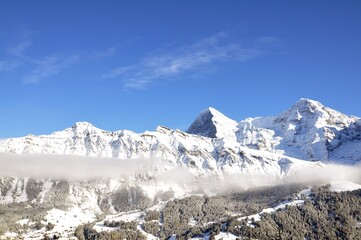 A snowy view of Jungfrau, Switzerland.