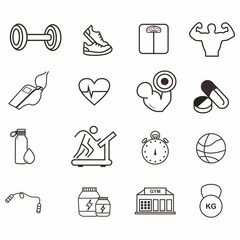 icons set Fitness black white vector editable