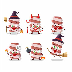 Halloween expression emoticons with cartoon character of red marshmallow twist