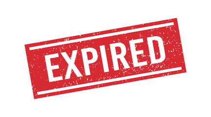 Red grunge expired rubber stamp. Expiration date stamp. Grunge vintage square label. Vector illustration isolated on white background.