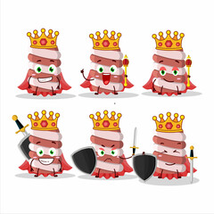 A Charismatic King red marshmallow twist cartoon character wearing a gold crown