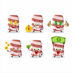 Red marshmallow twist cartoon character with cute emoticon bring money