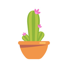 Cactus icon on isolated white background. Houseplant, succulent.Colored vector illustration cartoon flat style.
