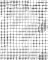 Black checked textured, transparent background. Vertical and horizontal strokes. Scratch, grunge, messy texture. For overlay, montage, shading. Abstract vector illustration, eps 10. Easy to recolor.