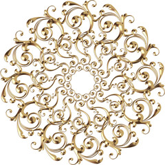 3D-image gold central curly ornament for ceiling decoration
