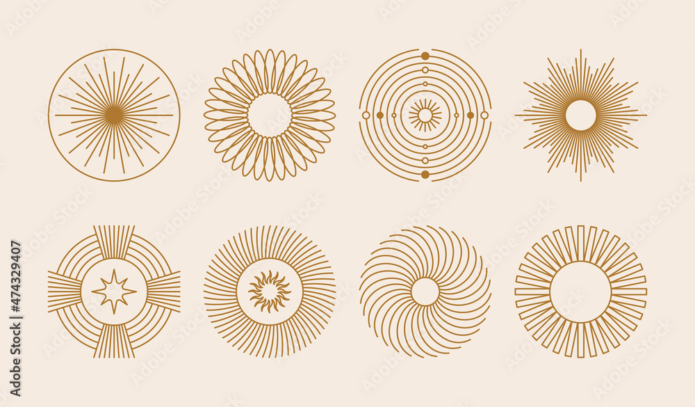 Aufkleber Vector set of design elements and illustrations in simple flat style - abstract forms and shapes with copy space for text - logo design templates, badges and stickers for posters, prints, banners