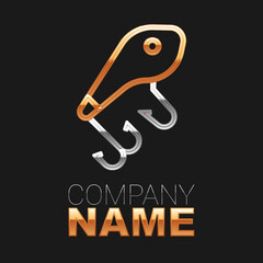 Line Fishing lure icon isolated on black background. Fishing tackle. Colorful outline concept. Vector