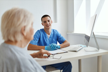 patient talking to doctor health care