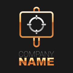 Line Target sport icon isolated on black background. Clean target with numbers for shooting range or shooting. Colorful outline concept. Vector