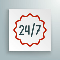 Line Clock 24 hours icon isolated on white background. All day cyclic icon. 24 hours service symbol. Colorful outline concept. Vector