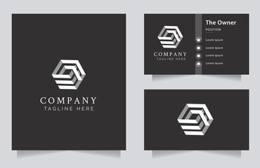 Abstract Construction vector logo design template. Corporate company identity. Unique technology and electronics symbol. hexagon. Cube icon. Start up business concept.