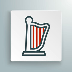 Line Harp icon isolated on white background. Classical music instrument, orhestra string acoustic element. Colorful outline concept. Vector