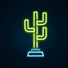 Glowing neon line Coat stand icon isolated on black background. Colorful outline concept. Vector