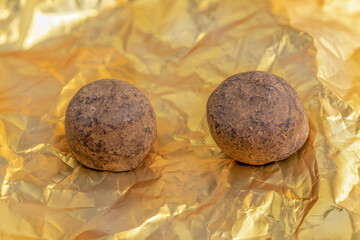 Delicious chocolate truffles for the end of the year celebrations. Christmas, new year.
