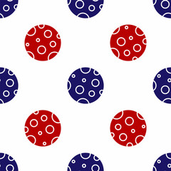 Blue and red Moon icon isolated seamless pattern on white background. Vector Illustration