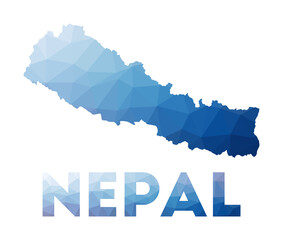 Low poly map of Nepal. Geometric illustration of the country. Nepal polygonal map. Technology, internet, network concept. Vector illustration.