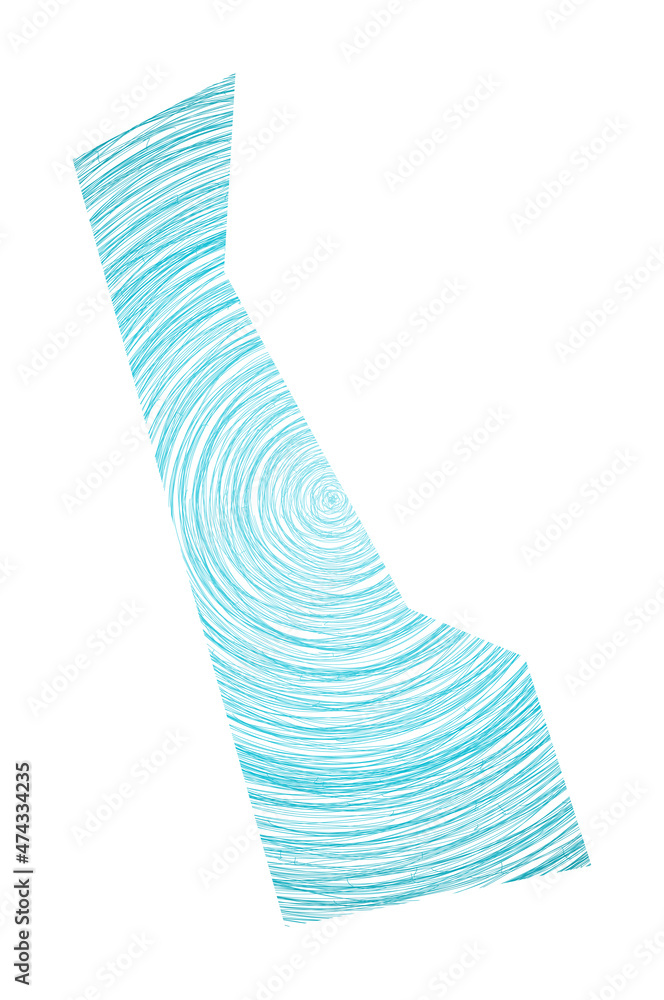 Poster delaware map filled with concentric circles. sketch-style circles in the shape of the us state. vect