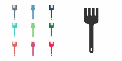 Black Fork icon isolated on white background. Cutlery symbol. Set icons colorful. Vector