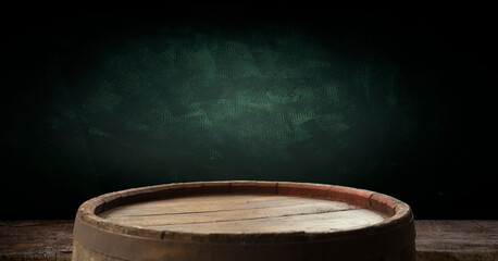 Fototapeta premium Wooden barrel for wine with steel ring. Clipping path included.