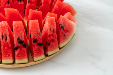 fresh watermelon sliced on plate