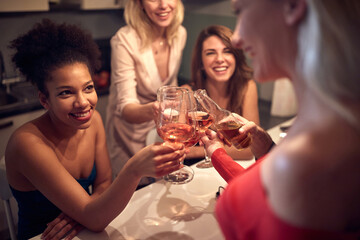 friends together cheering and toasting celebrating