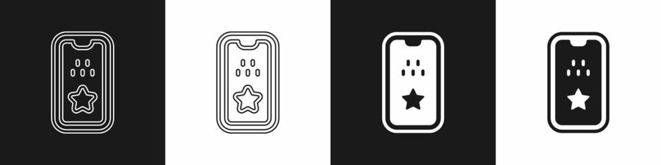 Set Taxi mobile app icon isolated on black and white background. Mobile application taxi. Vector