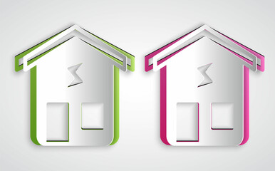 Paper cut Smart home icon isolated on grey background. Remote control. Paper art style. Vector