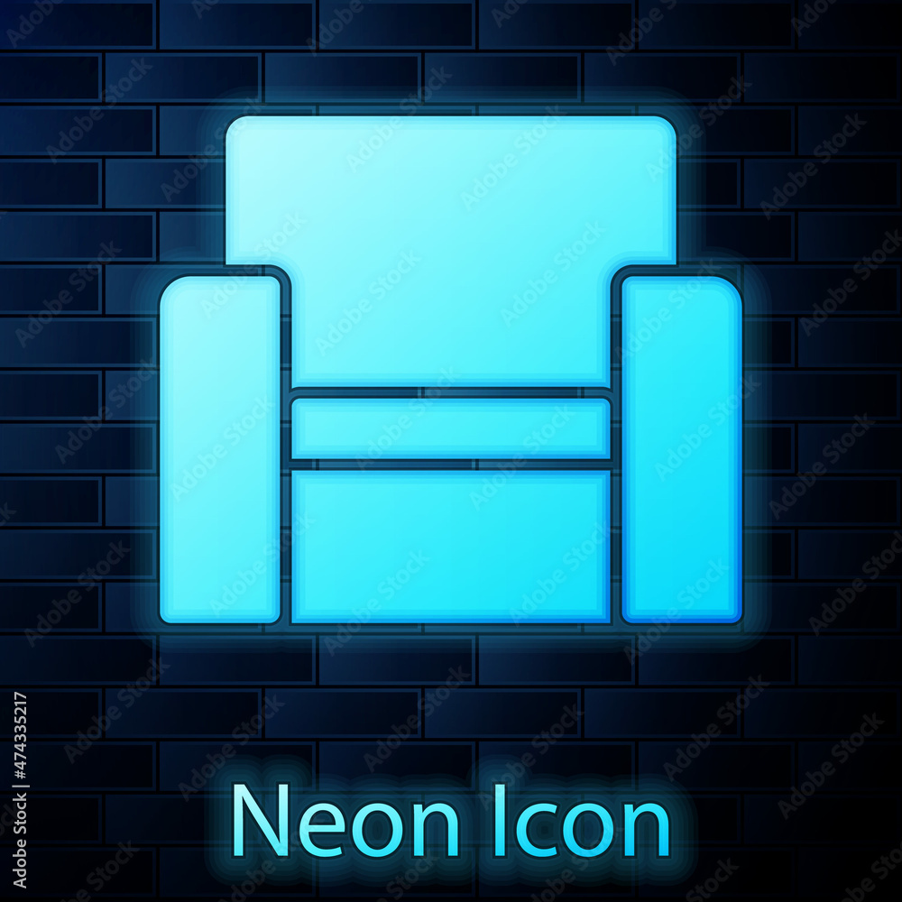 Canvas Prints glowing neon cinema chair icon isolated on brick wall background. vector