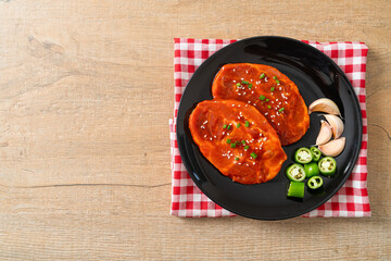 pork Korean marinated or fresh pork raw marinated with Korean spicy paste