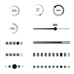 Vector Set of Black Loading Icons.