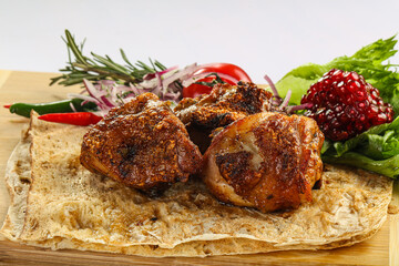 Grilled chicken thigh barbecue shashlik