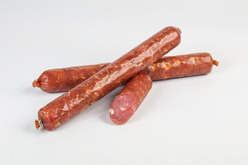 Pork ham sausage cut isolated