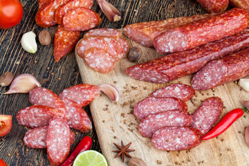 meat products in the form of sausage with lard