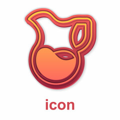 Gold Jug glass with milk icon isolated on white background. Kettle for milk. Glass decanter with drinking milk. Vector