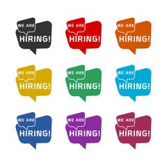 We are hiring icon isolated on white background, color set