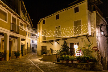 Fototapeta na wymiar Christmas lighting in the town of Guadalupe in the province of Caceres, Spain