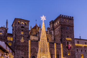 Christmas lighting in the town of Guadalupe in the province of Caceres, Spain