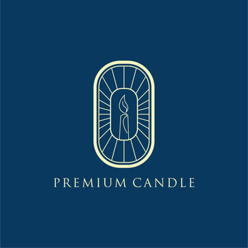 
Luxurious and elegant candle line art logo design