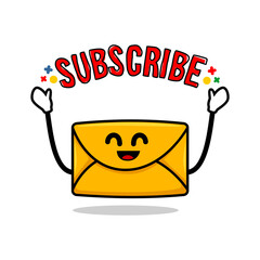 email subcription concept. isolated cute mail cartoon face vector illustration