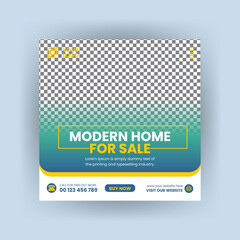 Real estate home social media Instagram post or square web banner design template