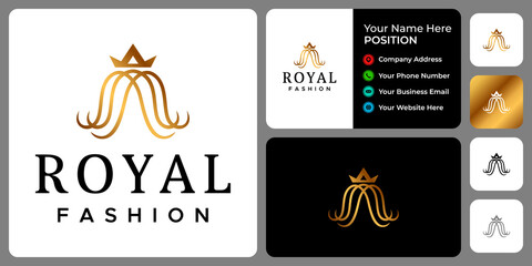 Fototapeta na wymiar Abstract royal crown beauty fashion logo design with business card template.