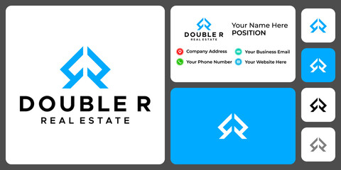 Letter R R monogram real estate
logo design with business card template.