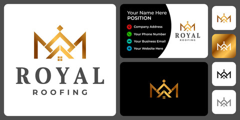 Letter R R monogram real estate
logo design with business card template.