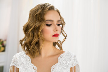 beautiful girl with wedding makeup, bride