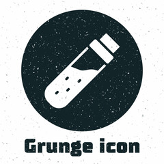 Grunge Bottle with potion icon isolated on white background. Flask with magic potion. Happy Halloween party. Monochrome vintage drawing. Vector